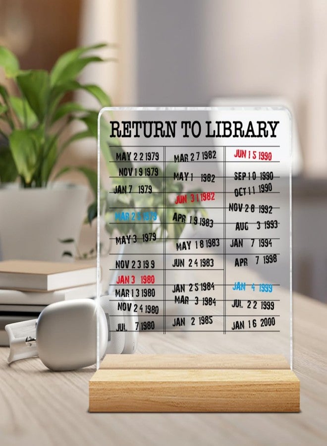 YGBF Book Lovers Gifts for Women Men, Gift for Bookish Readers Librarian Teacher, Return to Library Vintage Library Card Clear Acrylic Desk Decorative Sign Desk Decor - Image 4